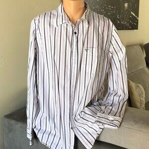 American Eagle Men's Size 2XL Long Sleeve Button Up Striped Shirt XXL